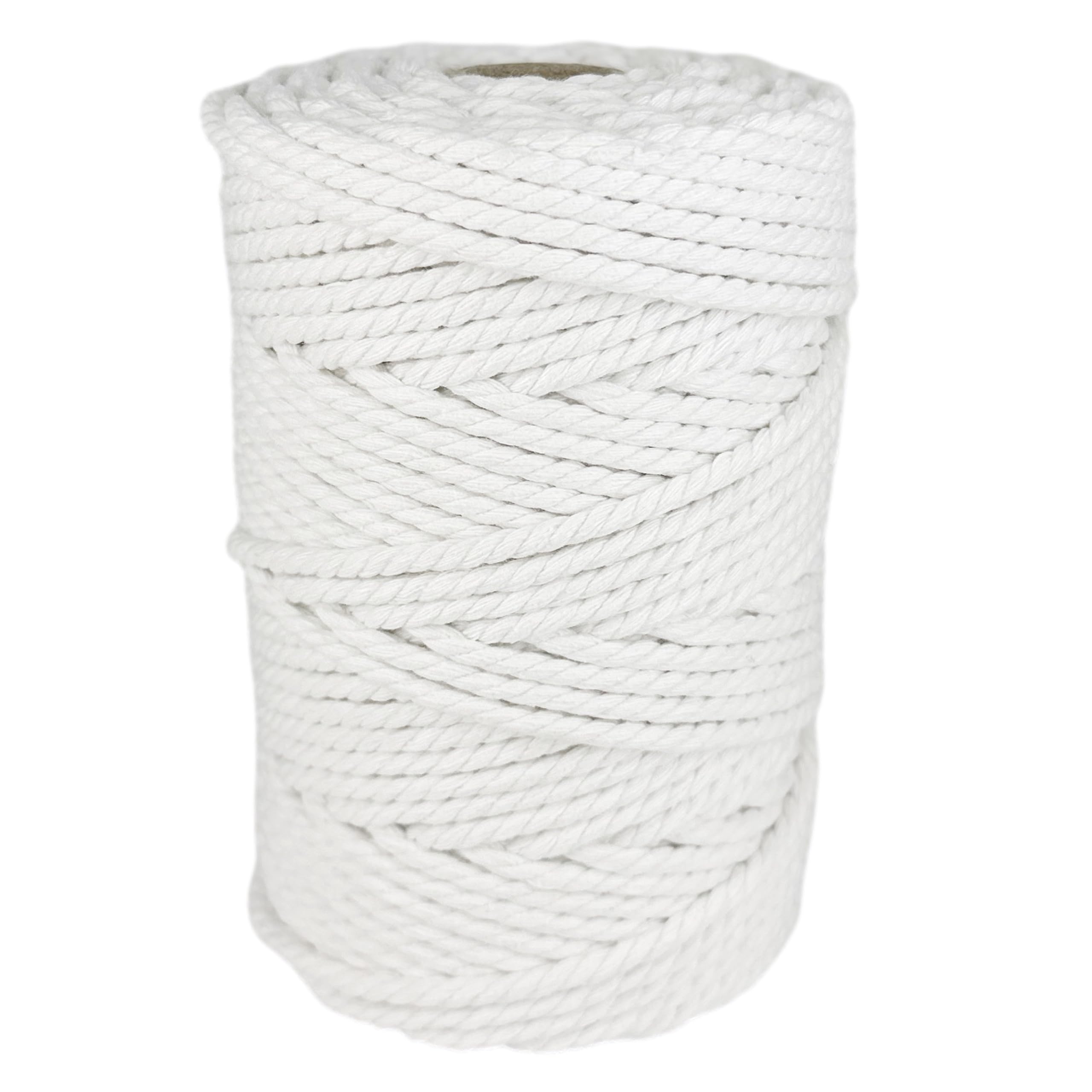 Macrame Cord. 100% Natural Cotton Rope for Crafts, Toys, Decorations, Packaging, Gardening. 5MM * 75M. White
