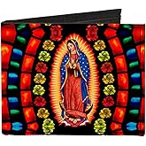 Wallet Bifold Canvas Virgen De Guadalupe Roses Black Multi Color