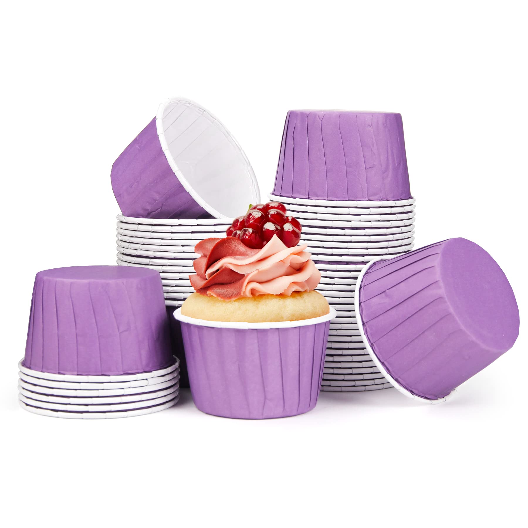 Spesh 50 Pcs Paper Cupcake Cases Small Muffin Liners for Baking Disposable Cupcake Baking Cups for Weddings,Christmas,Birthday(Purple)