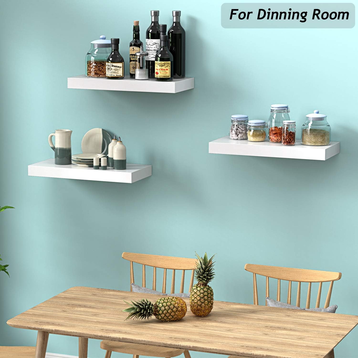 STOREMIC Floating Shelves, Shelves for Wall 3 White Shelves Screw Mounted - Image 5
