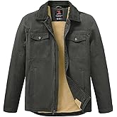 Rdruko Men's Winter Workwear Jackets, Sherpa Detroit Barn Trucker Fleece Jacket 5 Pockets Full Zip Heavy Warm Cotton Coats