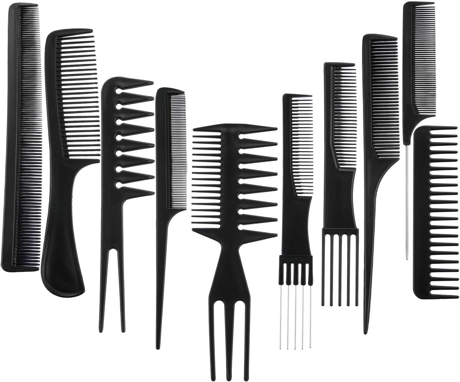 Spanking Professional Hair Combs Salon Styling Tools Comb Set 10 Piece (Black)