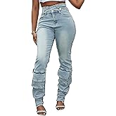 Tbahhir Denim Cargo Jeans for Women Skinny High Waisted Jean Criss Cross Stretchy Trousers Y2K Streetwear
