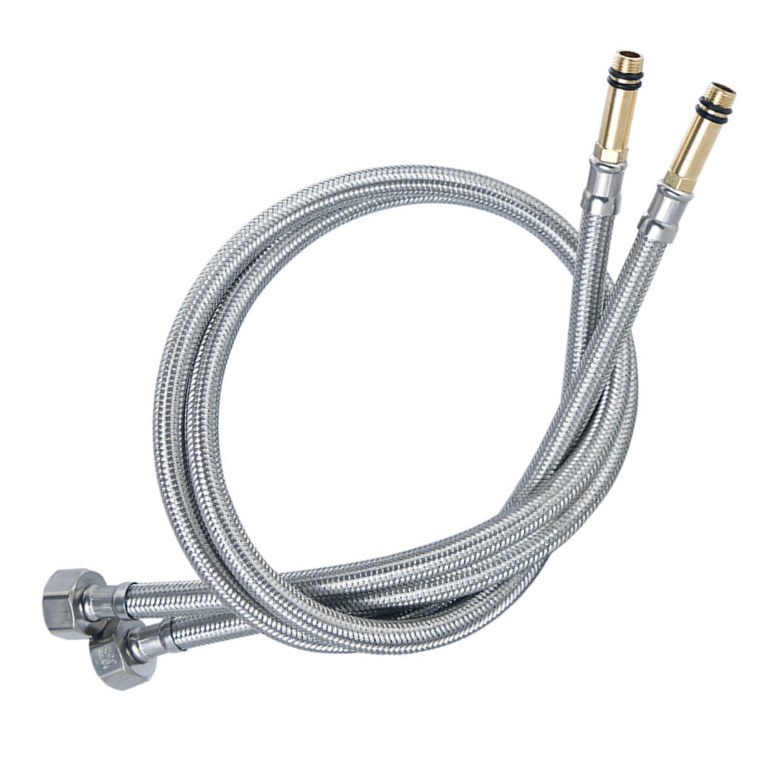 TradeProvider® Flexi Pipes for Taps (2pcs/pack) Kitchen Tap Connector 10M x1/2 Fitting 600mm Long Flexible Hose British Standard Pipe Fittings Flexible Tap Tails Connectors Mixer Taps (52mm brass end)