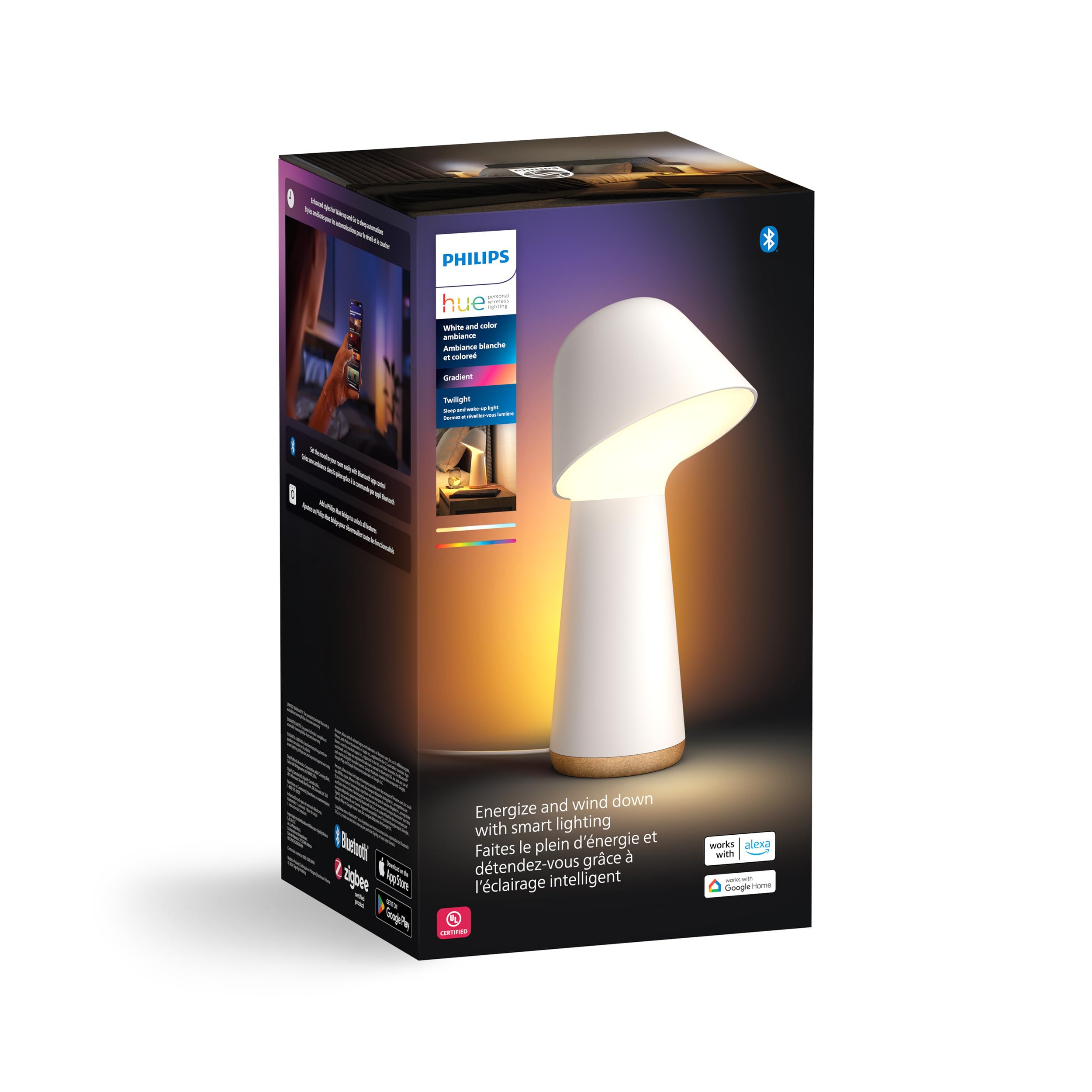 Photo 1 of Philips Hue Twilight Smart Sleep and Wake-Up LED Lamp, White & Color Smart Lighting, Bedside Lamp Compatible with Bluetooth, Voice Control with Alexa, Apple Home & Google Assistant