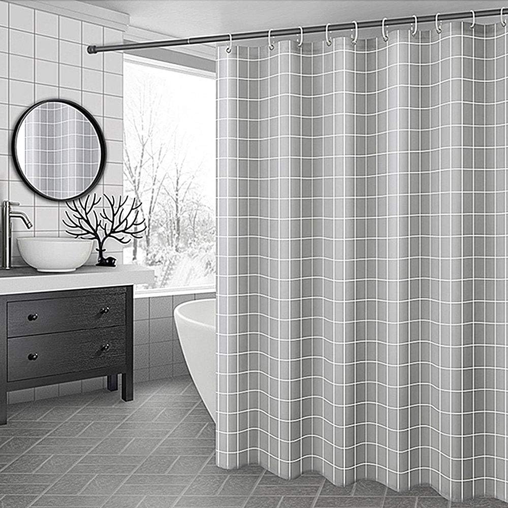 GQFGYYLQD Liner Shower Curtain, Grid Bathroom Curtain with