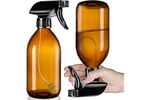 2-Pack 16oz/500ml Glass Spray Bottles with 0-Gravity Ball for 360°- Sprays Upside Down, Adjustable Nozzle for Cleaning, Plant