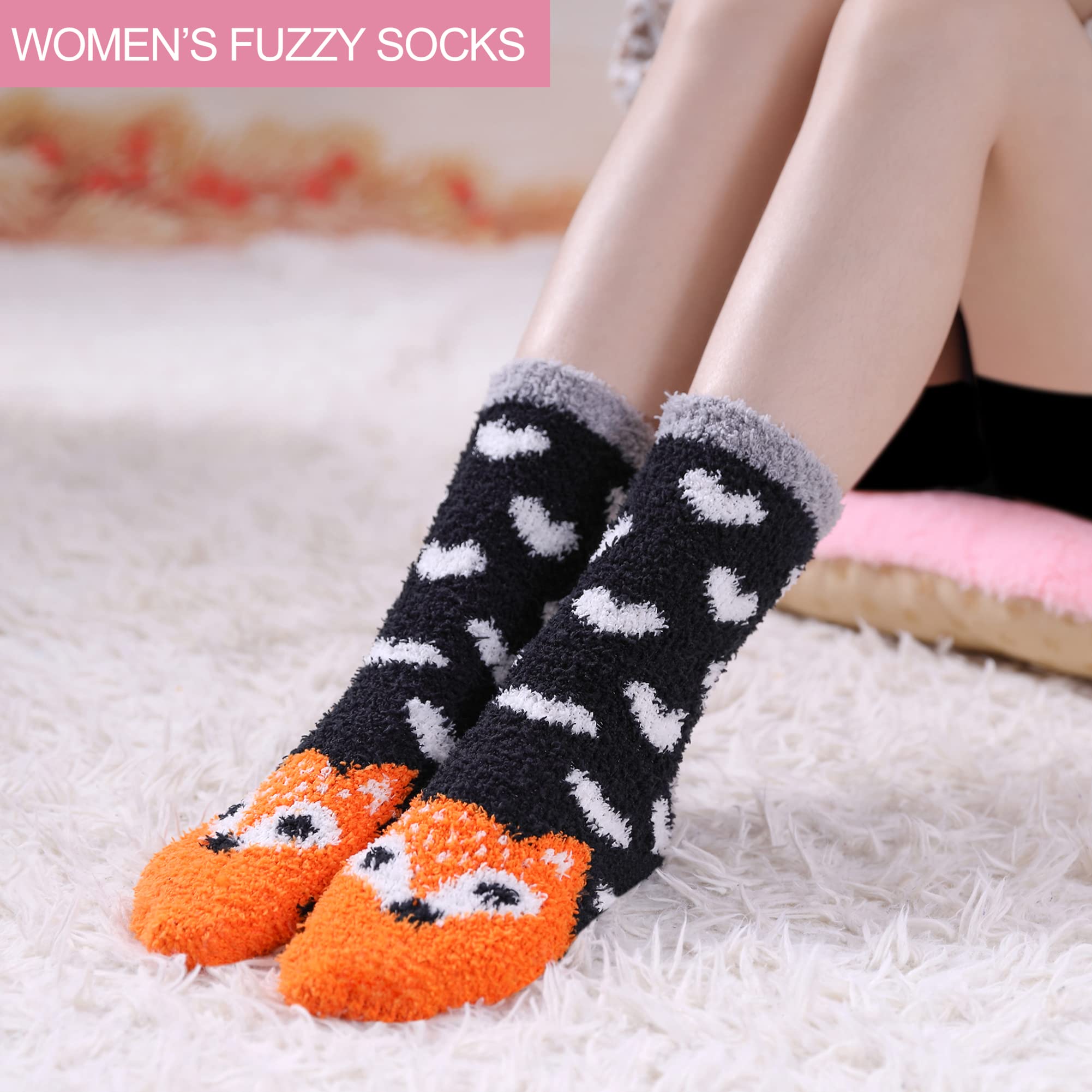 DYW Fuzzy Socks for Women Soft Cozy Fluffy Winter Warm Slipper Socks Home Sleeping Animal Socks