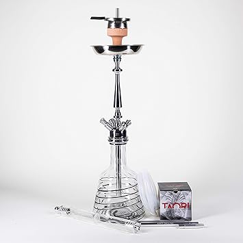 AMY Deluxe Shisha Princess 021 in silber-transparent im Set mit Glasrauchsäule s300