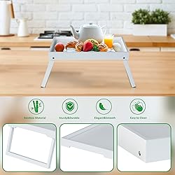Bamboo Bed Tray Table with Folding Leg, Breakfast