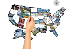 SENKSLL RV State Sticker Travel Map of The United States, Travel Trailer Camper Accessories, 11x17" RV Map Decals for Window Door Wall, Great for Kids & Adults,Track Your Travel
