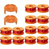 Trimmer Spool Line for Worx WA0010, 0.065 in Weed Eater String, 14 Pack | Weed wacker string, PA6-GF30 nylon, Trimmer Line Refills for Worx WG163, WG175, WG180, WG154, 12 spools and 2 caps