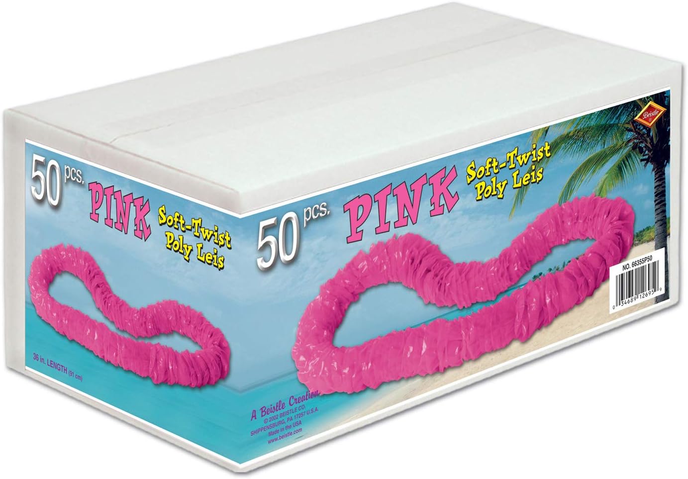 Beistle 66355G50 Soft-Twist Poly Leis w/Gelabelde Doos (groen), 1-1/2 bij 36-Inch, 50 Leis Per Pack