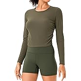 YUNOGA Women's Long Sleeve Workout Shirts Ribbed Compression Shirt Athletic Yoga Slim Fit Tops