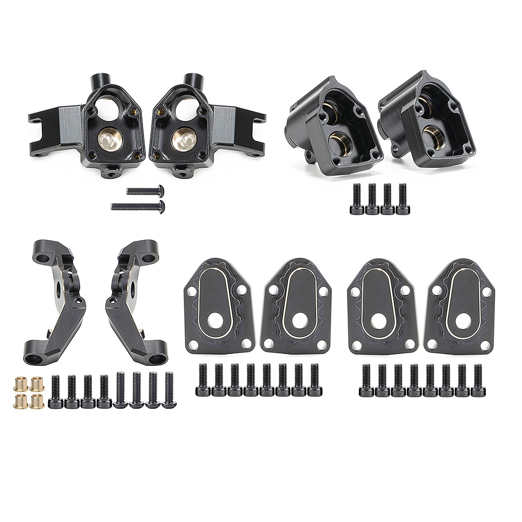 Photo 1 of (missing fasteners) UTB18 Axle Portal Covers, Brass Counter Weight Axle Housing Black Coating for Axial RC Crawler 1/18 UTB18 Capra Unlimited Trail Buggy RTR Upgrade Part