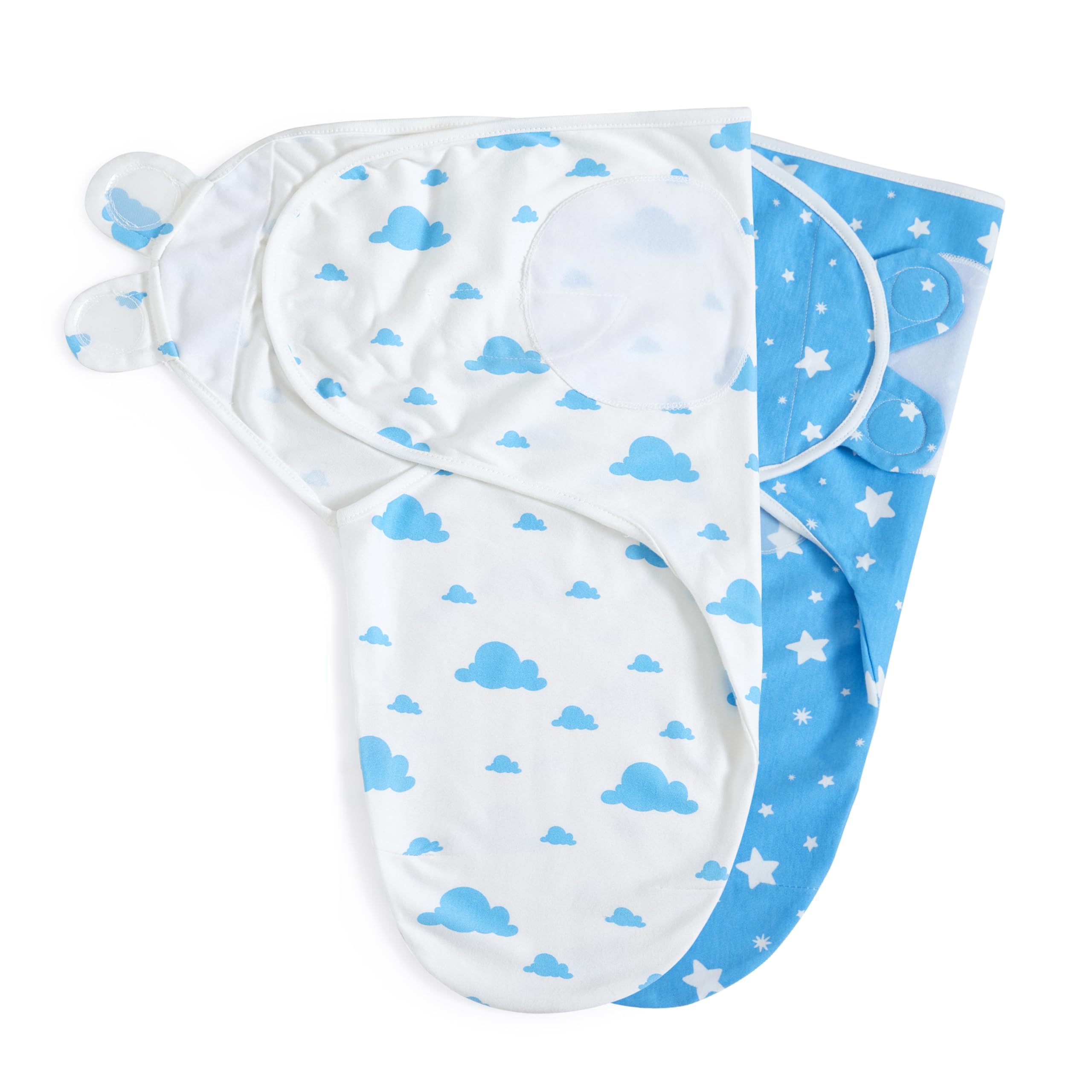 Hafaa Baby Swaddle Blanket 0-3 Months - 100% Breathable Organic Cotton Swaddles for Newborn - Adjustable Baby Swaddle Wrap Newborn - Soft Baby Blankets for Boys and Girls (Blue, Pack of 2)