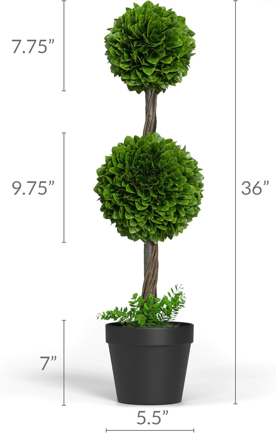 Barnyard Designs 3ft (36”) Artificial Boxwood Topiary Ball Tree, Front Porch Home Decor, Faux Fake Plant Decoration, (Single Tree) -