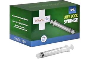 BRANDZIG 3ml luer lock syringe (No Needle) - Sterile, Individually Wrapped - 100 Pack - for Professional & Personal Use