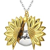 Bolelis You are My Sunshine Necklace Sunflower Jewelry for Women - 925 Sterling Silver Locket with Engraved Hidden Message Pendant Mother's Day Gifts for Couples Mother Daughter
