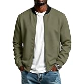Men's Windbreaker Bomber Jacket Classic Baseball Collar Zip Up Coat Wear