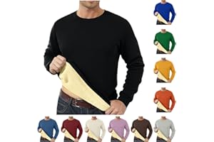 Bacrelax Mens Fleece Shirts Long Sleeve Crewneck Fashion Sweatshirts Winter Plain Work Shirts Sherpa Lined Thermal Shirts