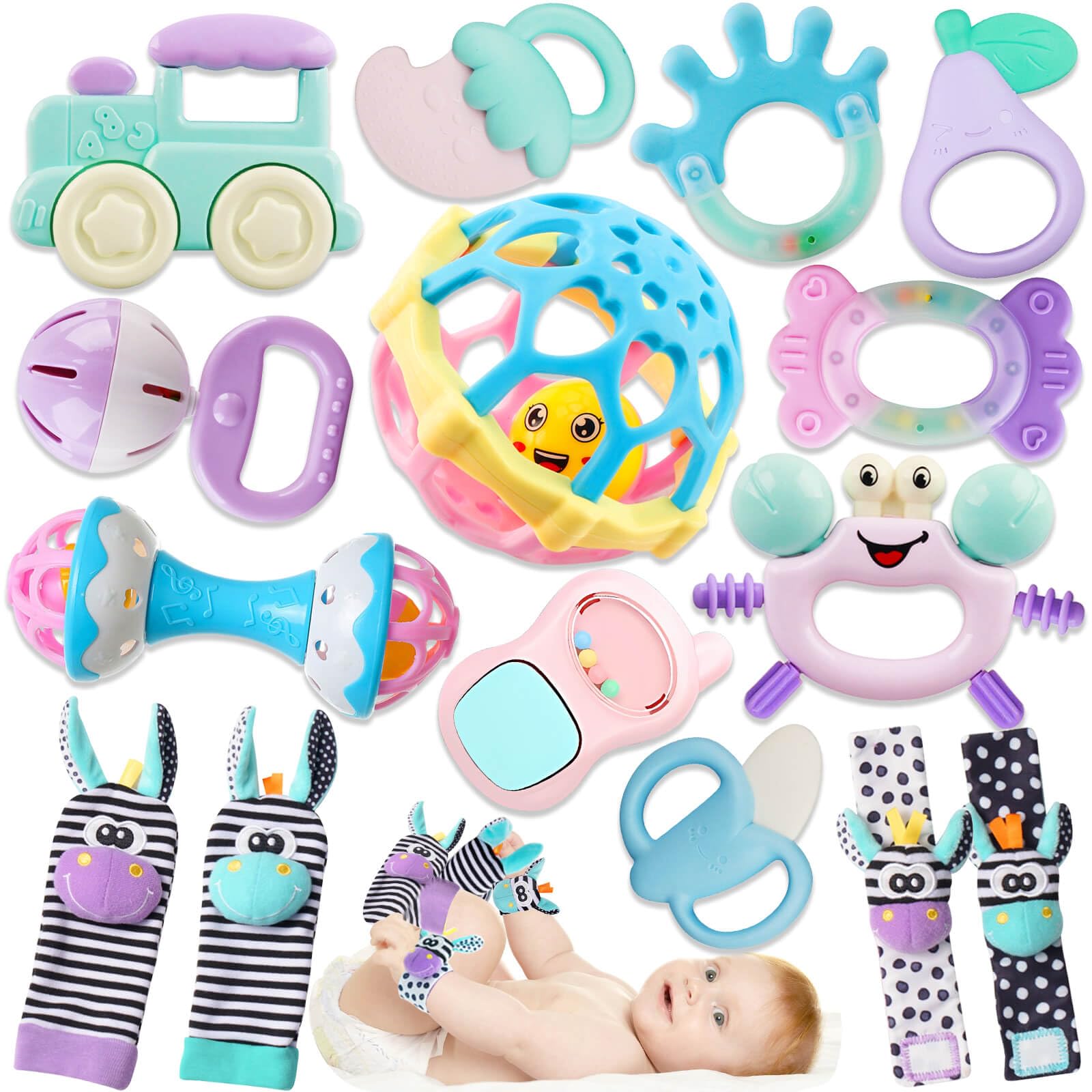 Photo 1 of Baby Rattles 0-6 Months: Baby Toys Rattles for Babies 6-12 Months Infant Toys 0-3 Months Newborn Toys Teething Toys 3-6 Months - Baby Rattle Socks Baby Gifts for Boy Girl