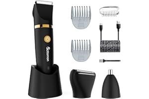 Scttomon Electric Groin Hair Trim Ball Trimmer for Men Body Shaver Below-The-Waist Groomer Nose Hair Trimmer Waterproof Cordless 3 in 1