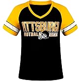 Womens City Football Fans Vintage Sporty V Neck Tee Shirts - Yellow & Black