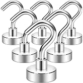 Neosmuk Magnetic Hooks for Cruise Cabins, 30lb Heavy Duty, Silver, 6 Pack | Heavy Duty Strong Magnet Hook, Cruise Essentials 2026 for Hanging, Metal Wall Refrigerator Hangers