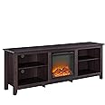 Walker Edison Wren Classic 4 Cubby Fireplace TV Stand for TVs up to 80 Inches, 70 Inch, Espresso