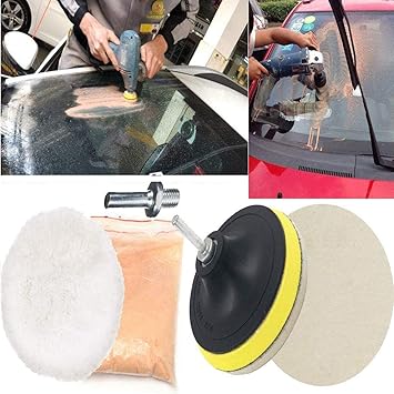 DIY Crafts Cerium Oxide + Self Adhesive Felt Pad + Woolen Polishing Waxing Pad + Backing Pad + Universal Nut Adopter (7