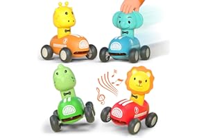 WANBORNS Press and Go Car Toys for Toddlers, Baby Animal Truck, Animal Cartoon Play Vehicle Set, Push and Go Cars Toys for 1 2 3 4 5 Years Old Boys and Girls Gift