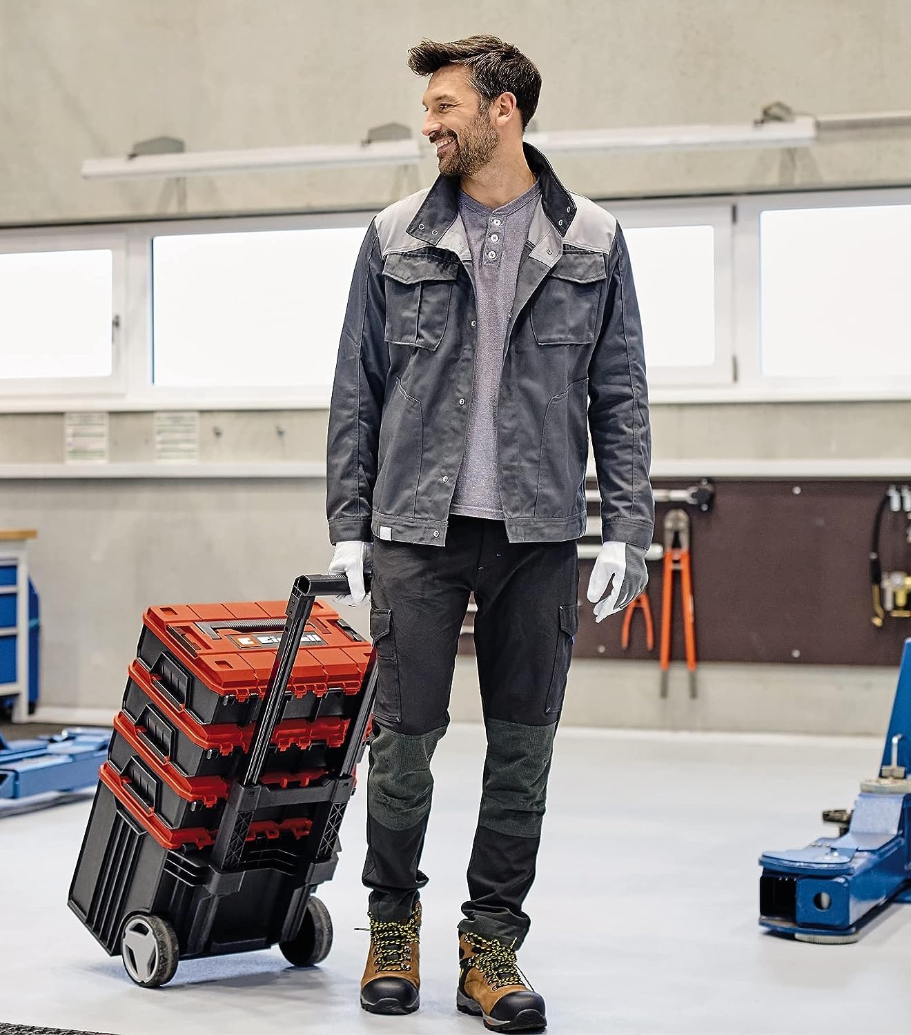 Original Einhell E-Case Tower Systemkoffer-Set (max. 120 kg, bestehend aus 3 Koffern inkl. Zubehör, Aufbewahrung & Transport von Zubehör und Werkzeug, stapelbar, verknüpfbar) 5