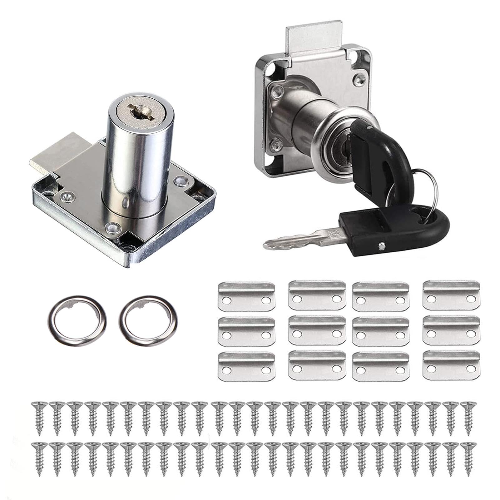 Drawer Lock, Security Cabinet Lock, with Key Different Cupboard Lock, Cylinder Zinc Alloy Cam Lock for Furniture Post Box Cabinet Mailbox Drawer