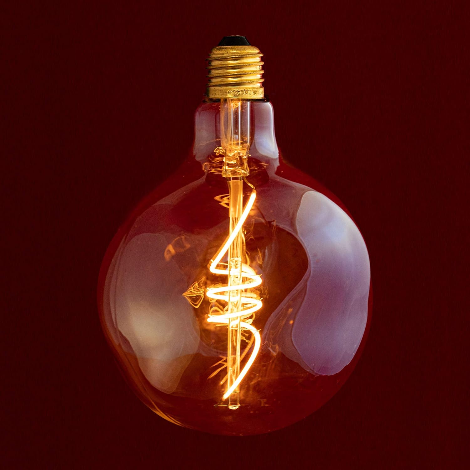 LED E27 Dimmable Edison Screw Filament Retro Melt Light Bulb with Sculpture Art Shaped Smoked Glass, 2200K, 4W (Equivalent to 40W)