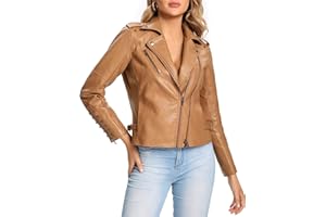 S P Y M Womens Faux Leather Jacket, Double Zip Up Coat, Moto Biker Outwear with Rivets, Regular and Plus Size