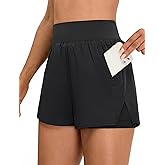 BMJL Womens 2 in 1 Running Shorts with Zip Pockets 3" Quick Dry High Waisted Gym Workout Shorts with Liner