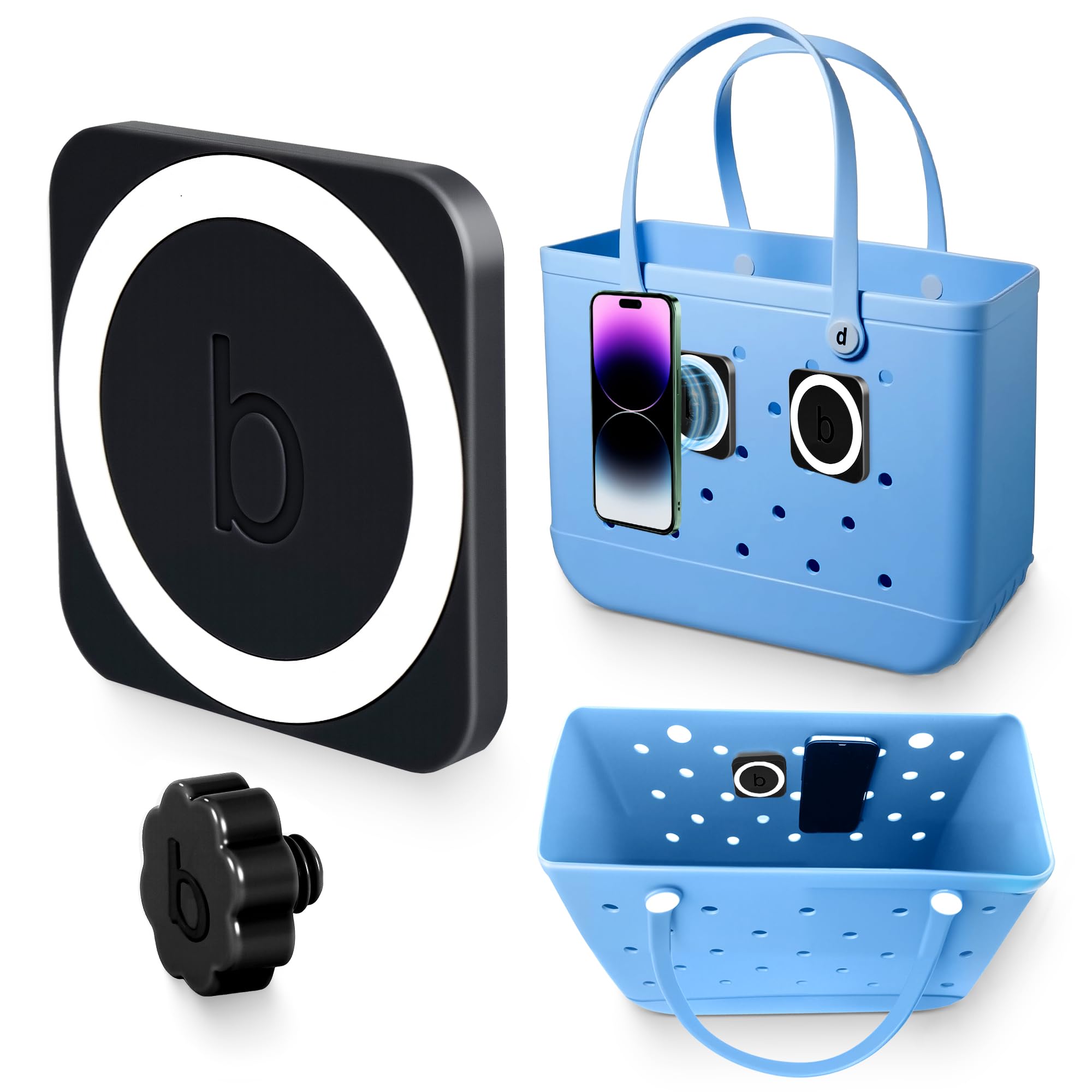 Magnetic Phone Holder Compatible with Bogg Bag, Phone Case Holder Charms Accessory Single Nut Fixing Fit All Bogg Bags and Beach Bags, Cell Phone Holder Attachment for Bogg Bag Accessories