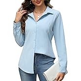 HOTOUCH Womens Button Down Shirts Long Sleeve Dress Shirt Slim Fit Collared Tops Casual Work Office Blouse S-XXL