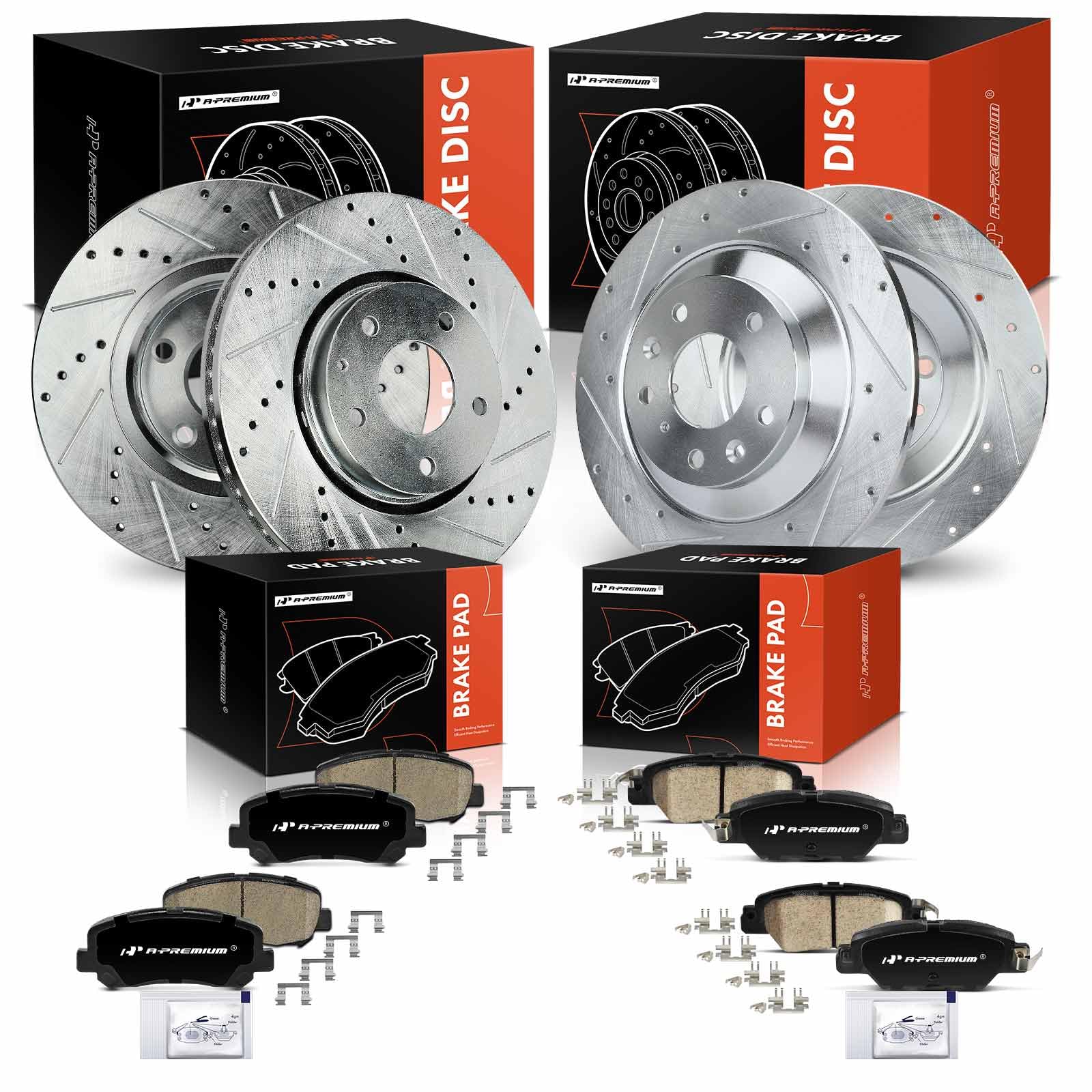 Photo 1 of A-Premium Front and Rear Drilled and Slotted Disc Brake Rotors + Ceramic Pads Kit Compatible with Select Mazda Models - CX-5 CX5 2016 2017 2018 2019, 12-PC Set