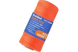 SDLTHR 1000ft #24 Braided Nylon Mason Line-100% High Strength Nylon String, Construction Twine for Gardening & Masonry, Orang
