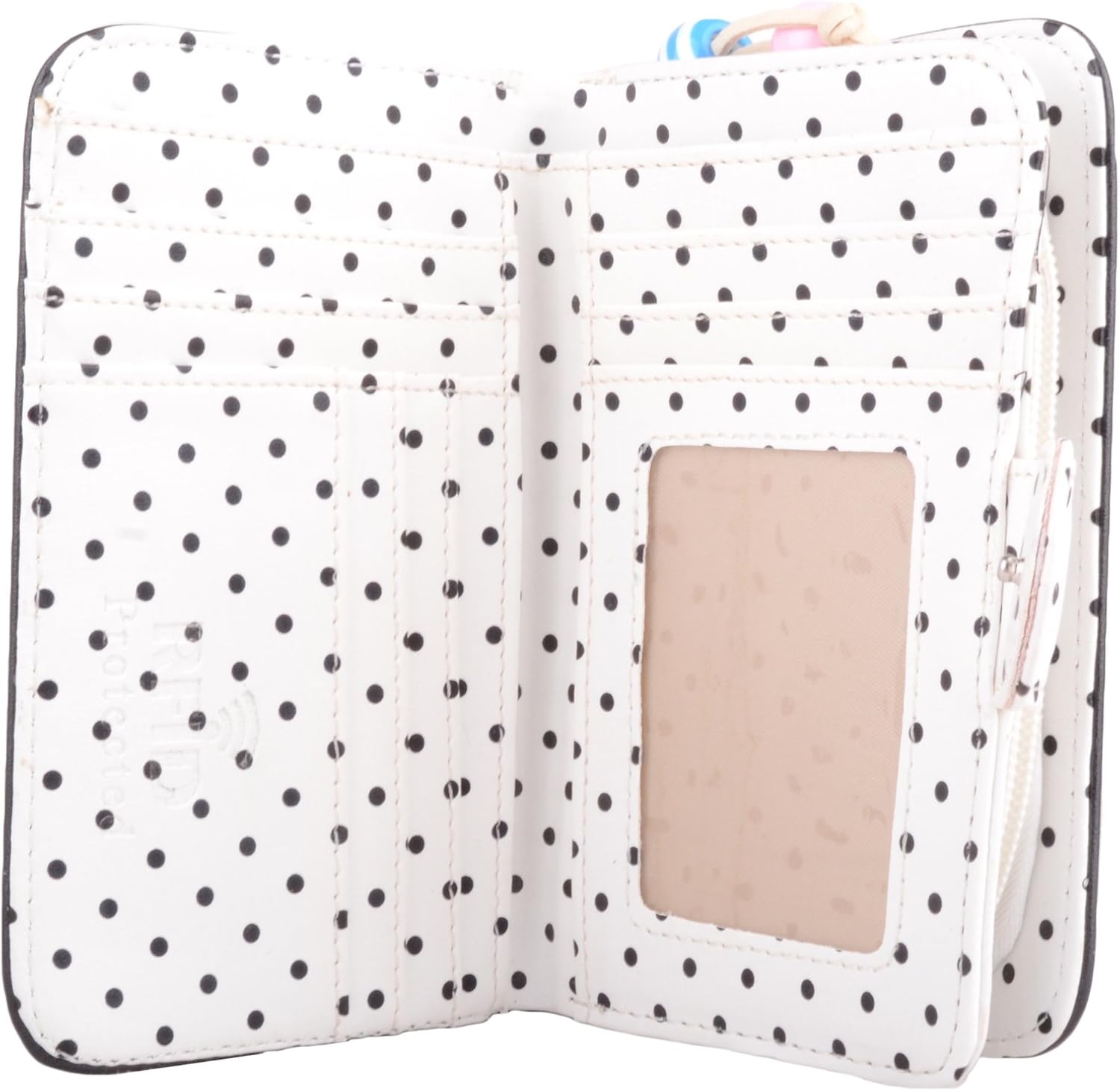 Womens Bi-Fold Faux Leather Polka Dot Money/Coin Holder/Purse - Black - Image 4