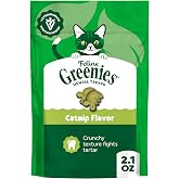 Greenies Feline Natural Dental Cat Treats, Catnip Flavor, 2.1 oz | #1 vet-recommended, clinically-proven oral care, cleans teeth and freshens breath, cleans to gumline, natural ingredients