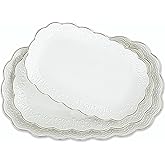 Kassel Ceramic Serving Platter Set | 16”/14”/12” Oval Serving Trays for Entertaining at Parties and Weddings | Oven Safe XL Serving Trays for Tacos, Steak and Cake