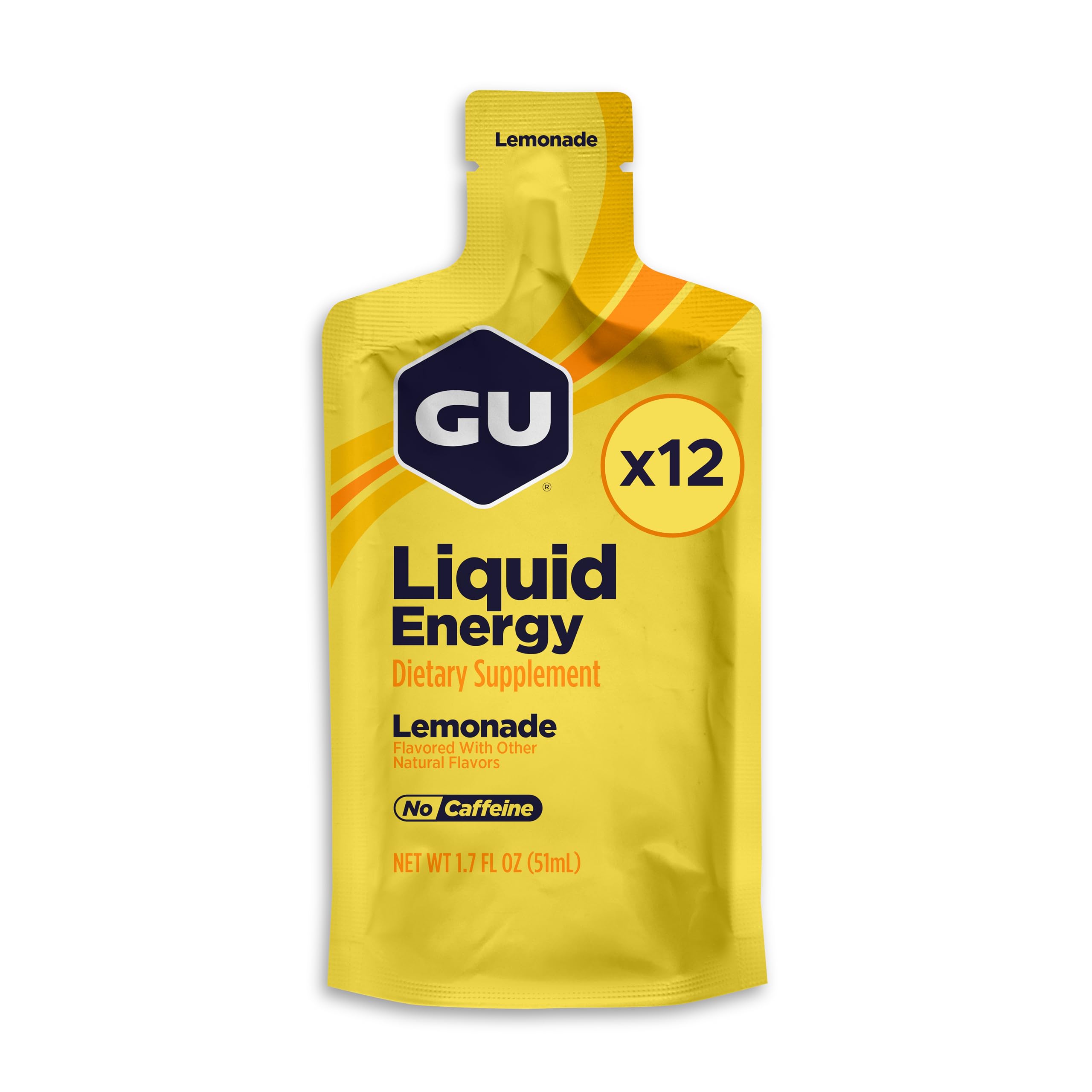 GU Energy Liquid Energy Gel With Complex Carbohydrates, Vegan, Gluten-Free, and Dairy-Free On-the-Go Energy for Any Workout, 12-Count, Lemonade