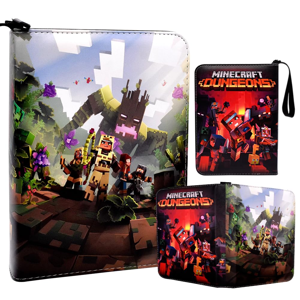 4 Pocket Card Binder Trading Card Album Minecraf Collection Card Holder Card Album Case Folder Waterproof Card Storage Bag for game Cards 50 Pages 400 Cards Capacity