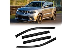CMVT AUTO Window Visor for 2011-2021 Jeep Grand Cherokee (Not for Cherokee L), Out-Channel Rain Guards Shields Vent Shade Deflector Wind Dark Smoke Ventshade Ventvisor for 11-21 Grand Cherokee, Outside-Mount