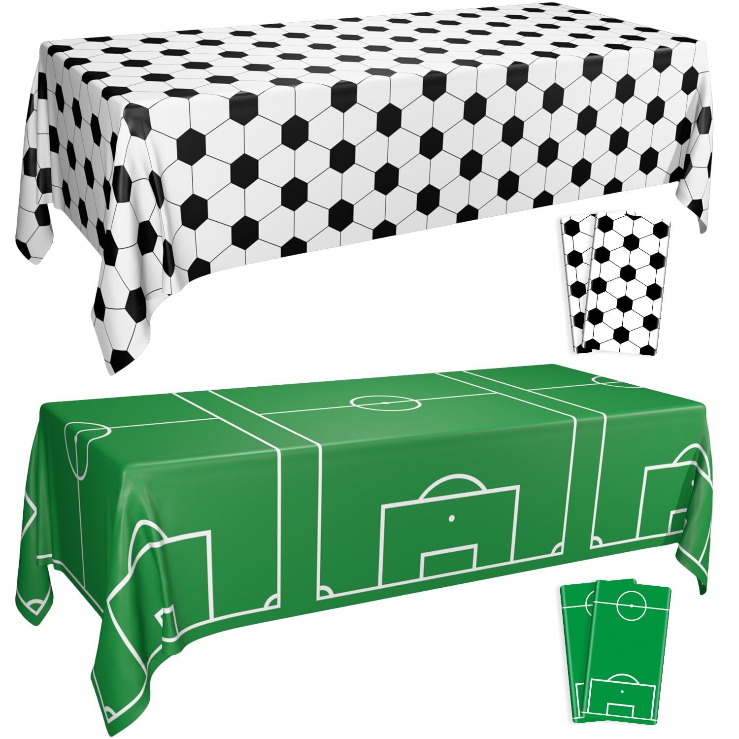 APUXXJUPA 4 Pcs Football Birthday Party Tablecloths, 130 x 220 cm Rectangular Sports Table Covers for Football Party Games Decoration