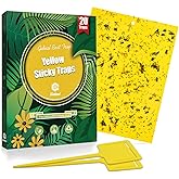 Gideal 20-Pack Dual-Sided Yellow Sticky Traps for Flying Plant Insect Such as Fungus Gnats, Whiteflies, Aphids, Leafminers,Thrips - (6x8 Inches, Included 20pcs Twist Ties)
