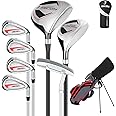 XDriveMax 8 Pieces Complete Unisex Golf Club Set Right/Left Hand for Men Women Includes Stand Bag with Rain Hood, 3# Fairway Wood with Head Covers, 5# Hybrid, 5#, 7#, 9# S# Irons and Putter